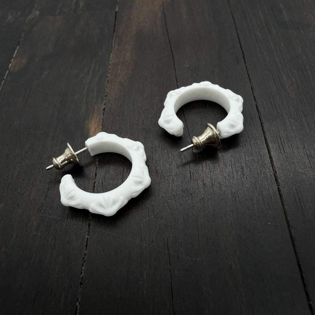 White Resin Hoop Stud Earring