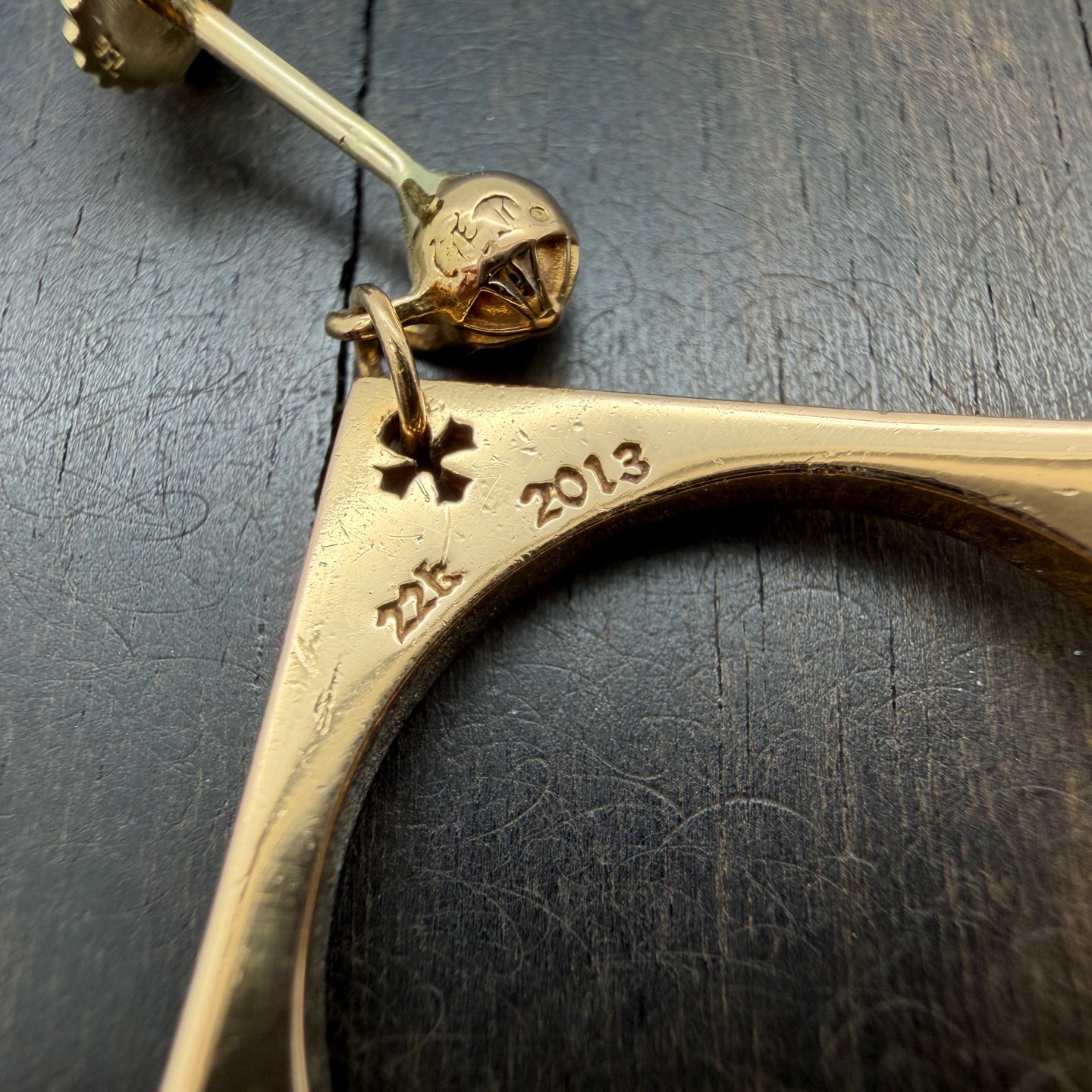 22K Gold Hollow Square Cross Earring