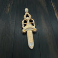 22K Gold Full Diamond Extra Large Dagger Pendant