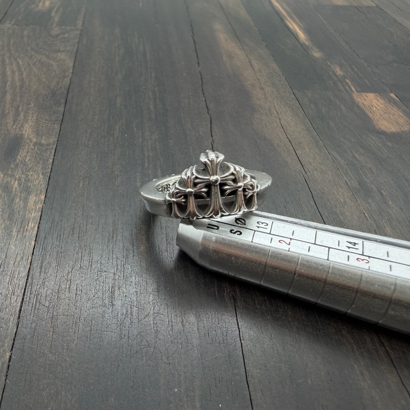 Silver Triple Cross Crown Ring