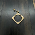 22K Gold Hollow Square Cross Earring
