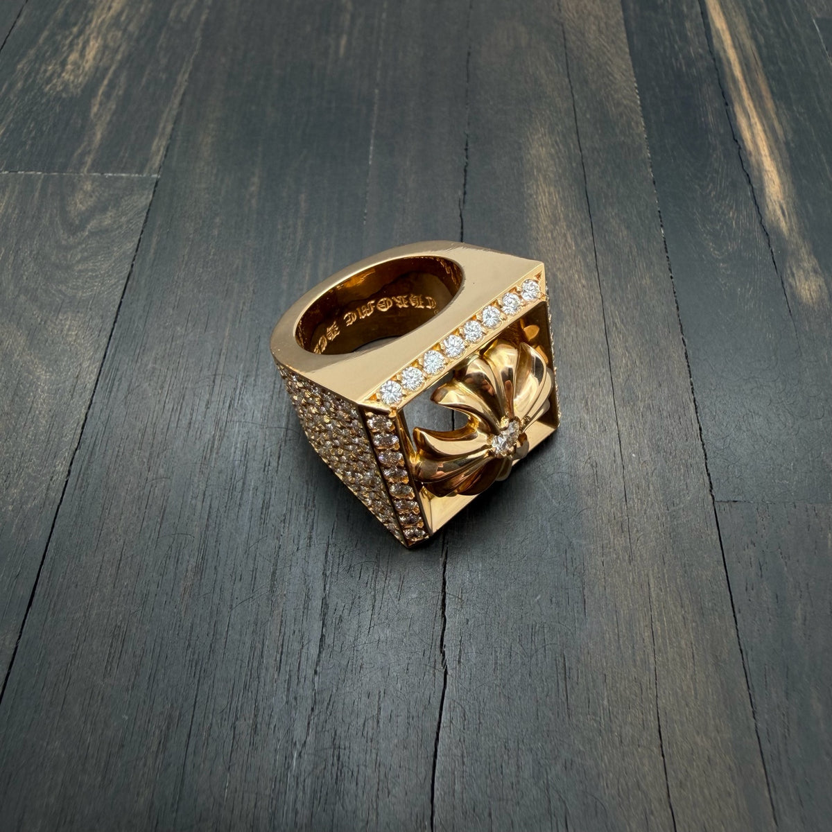 22K Gold Full Diamond Hollow KH Ring
