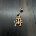 22K Gold Full Diamond Triple Cross Drop Earring