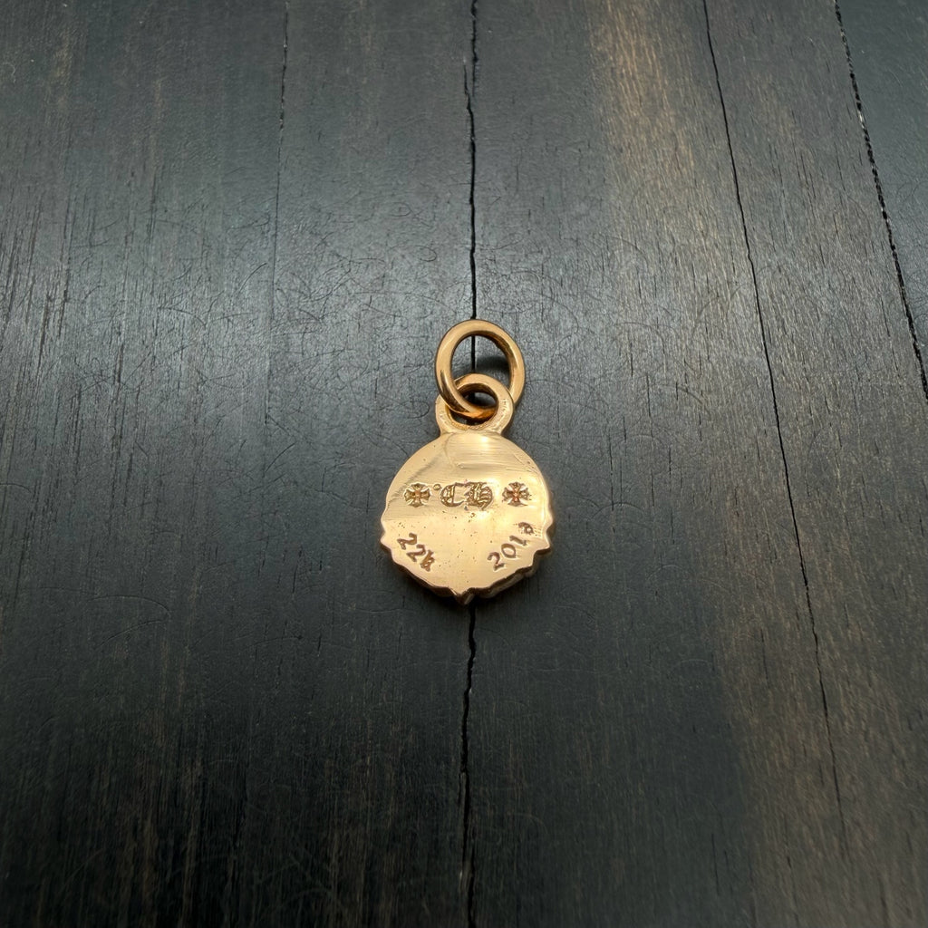 22K Gold Mini Peach Dog Tag Pendant