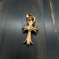 22K Gold Half-Diamond Vine Heart Pendant