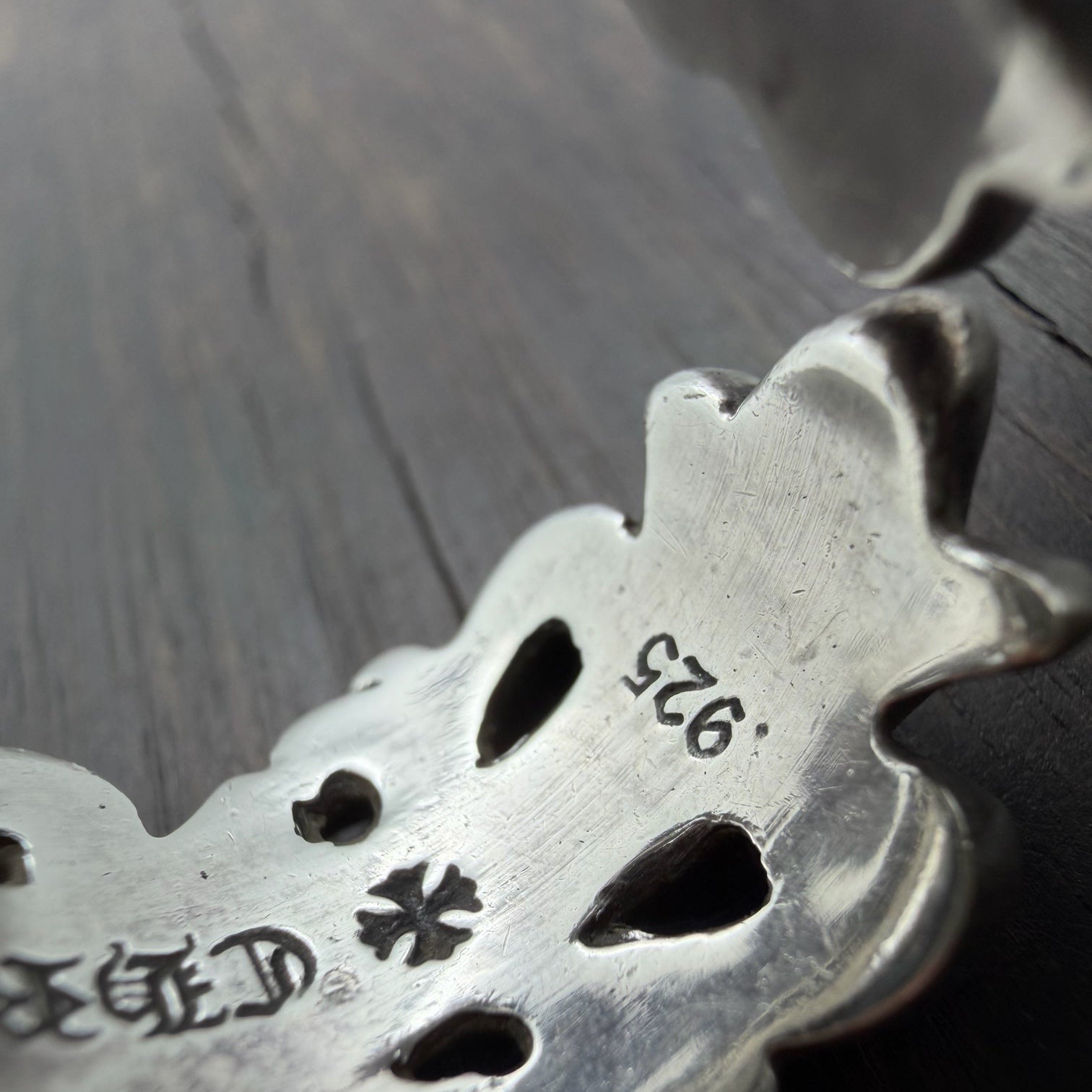 Silver Open Floral Cross Ring