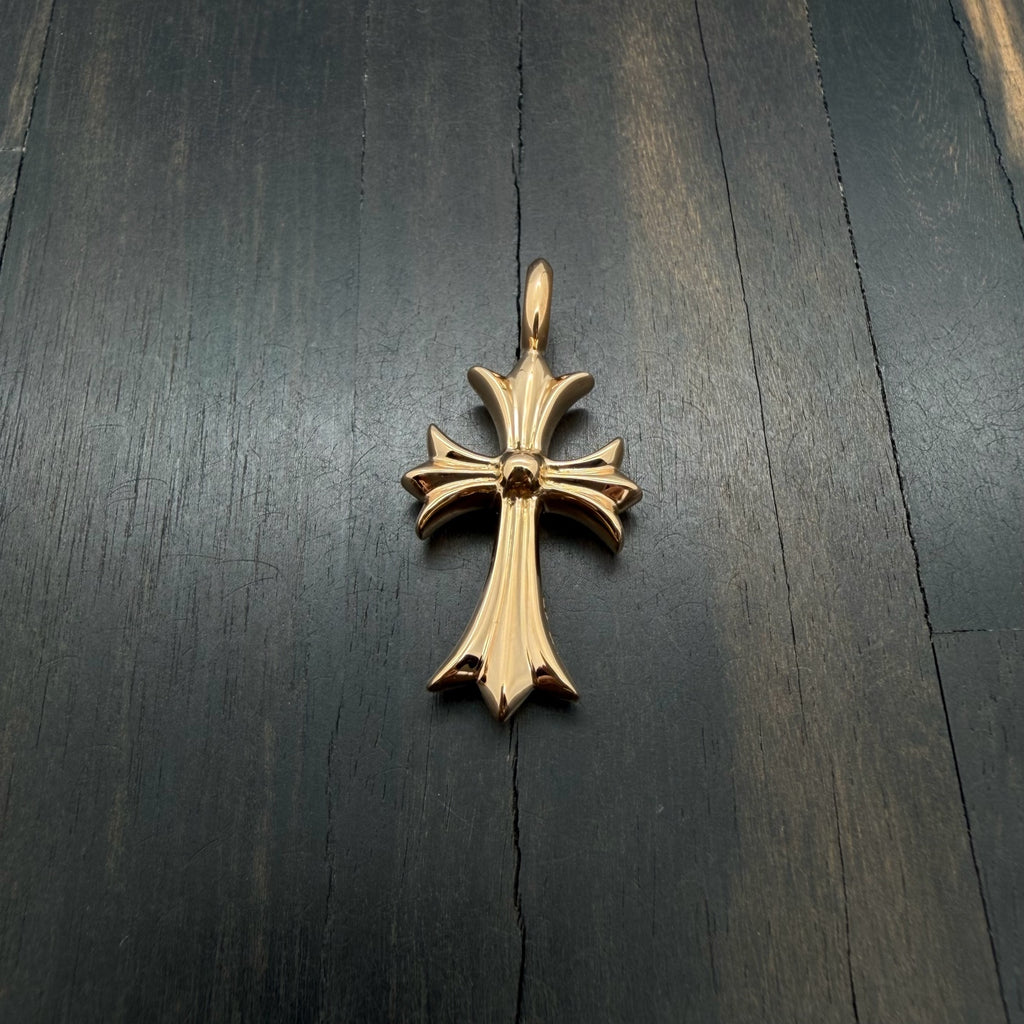 22K Gold Emerald Tiny Cross Pendant