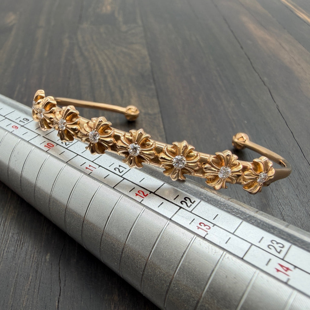 22K Gold Full Diamond Open Cuff Bangle