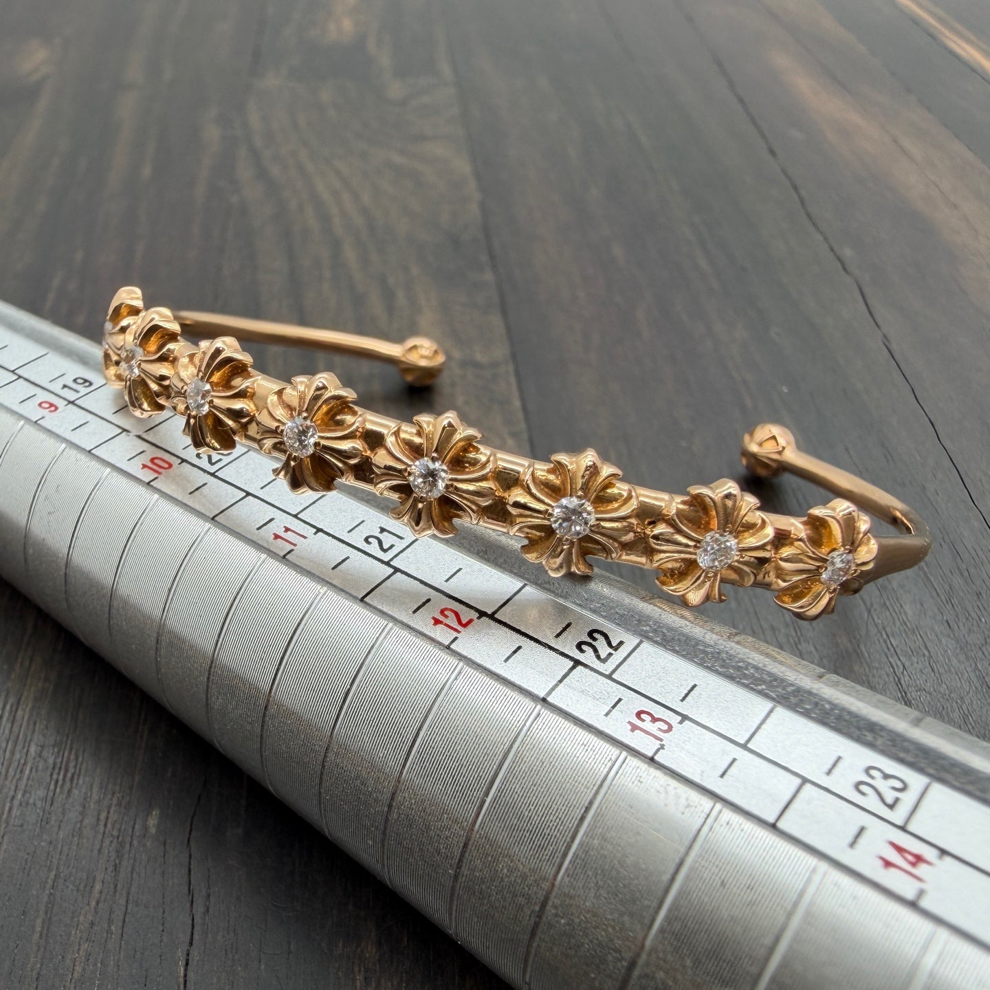 22K Gold Full Diamond Open Cuff Bangle
