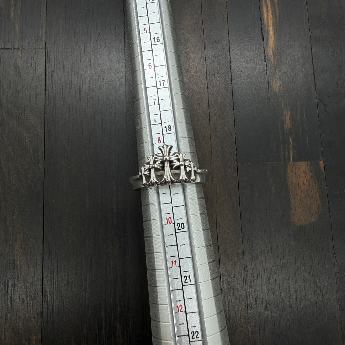 Silver Triple Cross Crown Ring