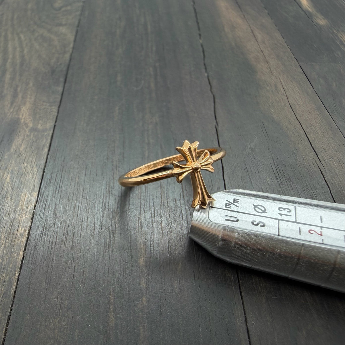 22K Gold Long Cross Ring