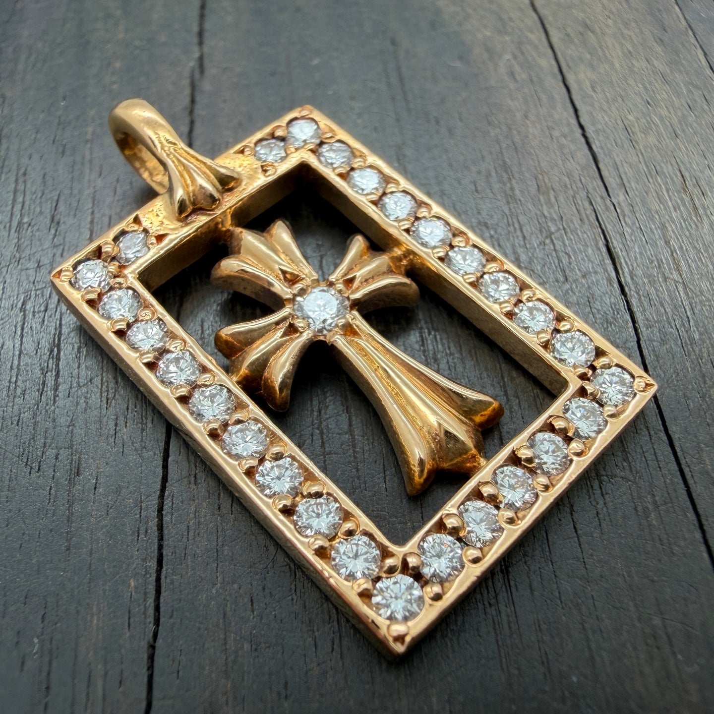 22K Gold Diamond Set Dog Tag Pendant