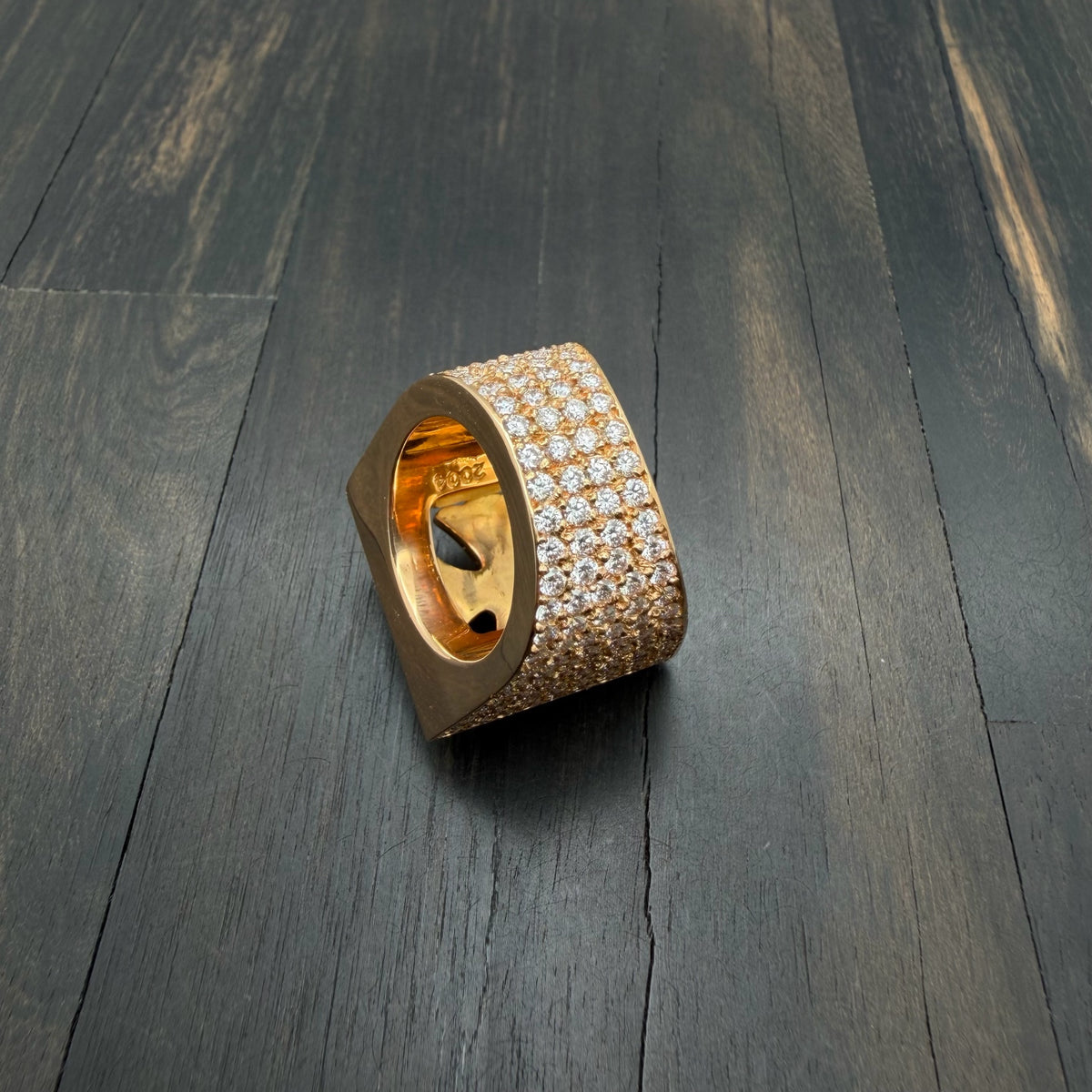 22K Gold Full Diamond Hollow KH Ring