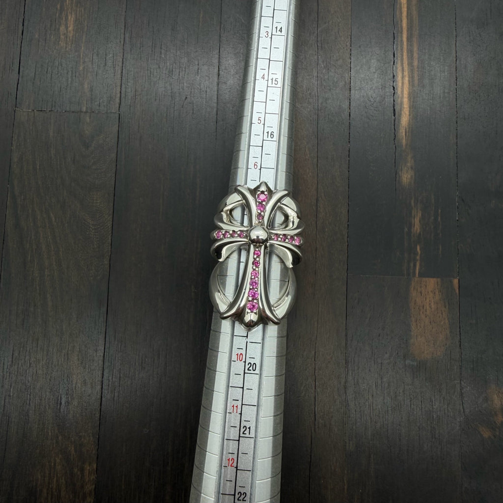 Silver Infinity Ring with Pink Stones