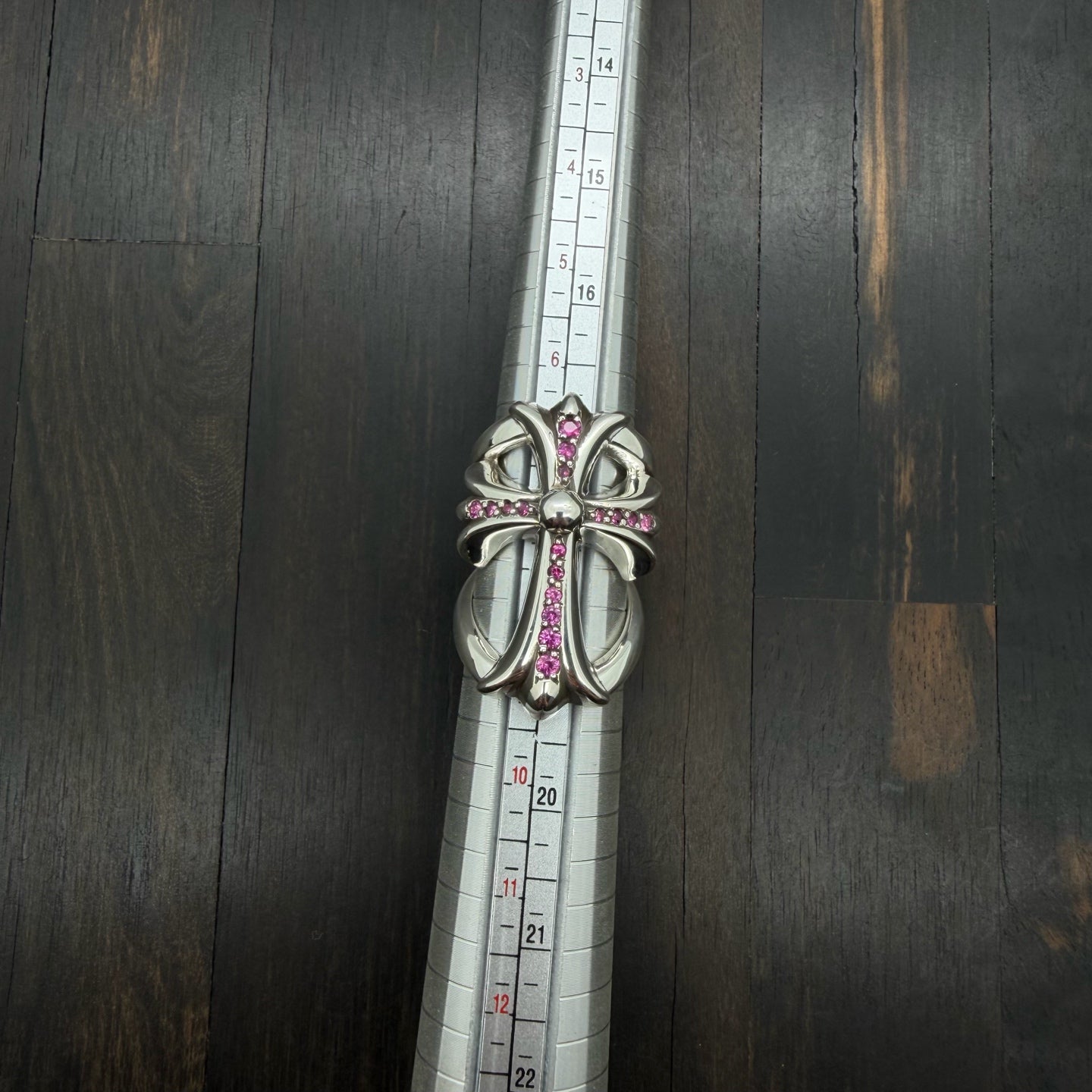 Silver Infinity Ring with Pink Stones