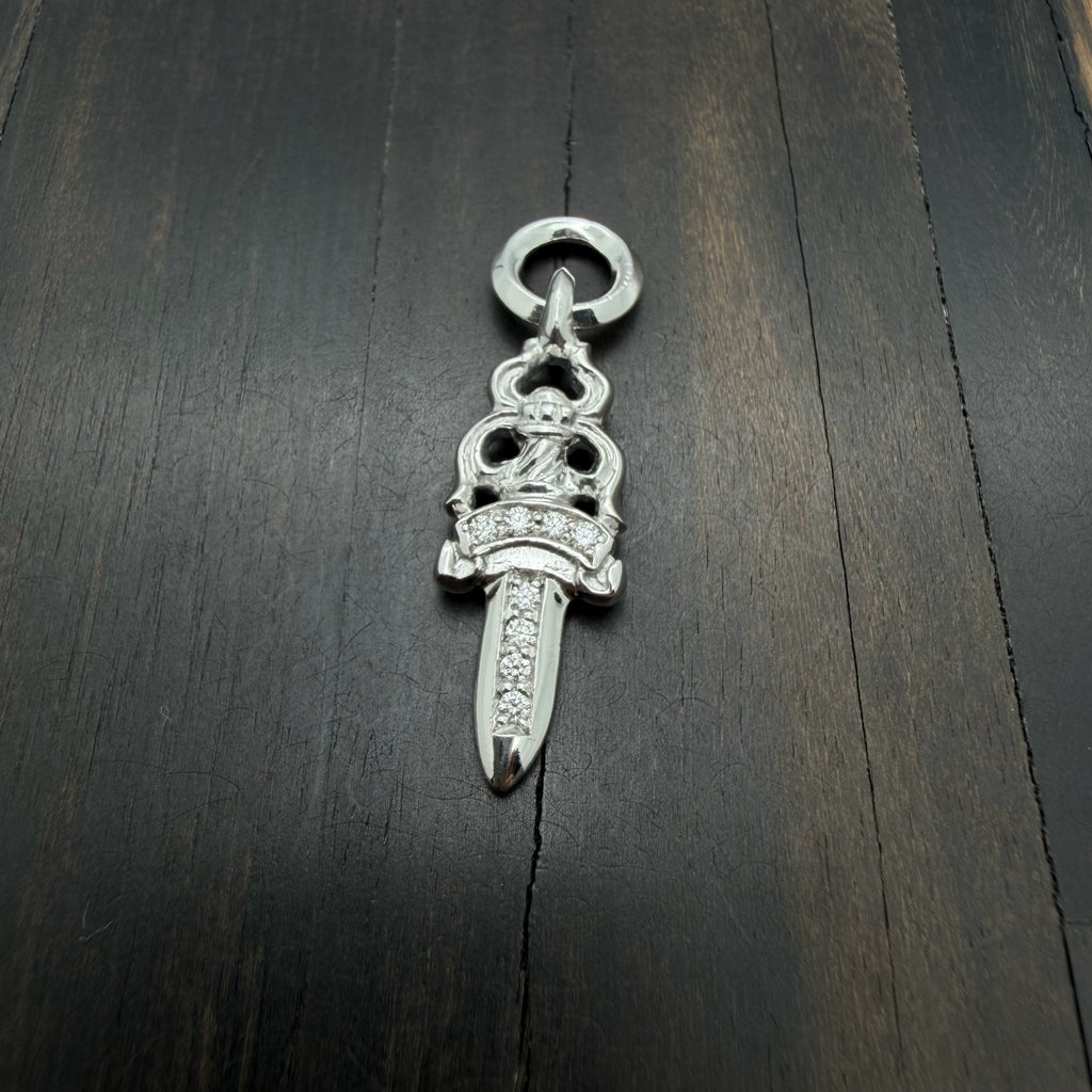 18K Whitel Gold Dagger Pendant