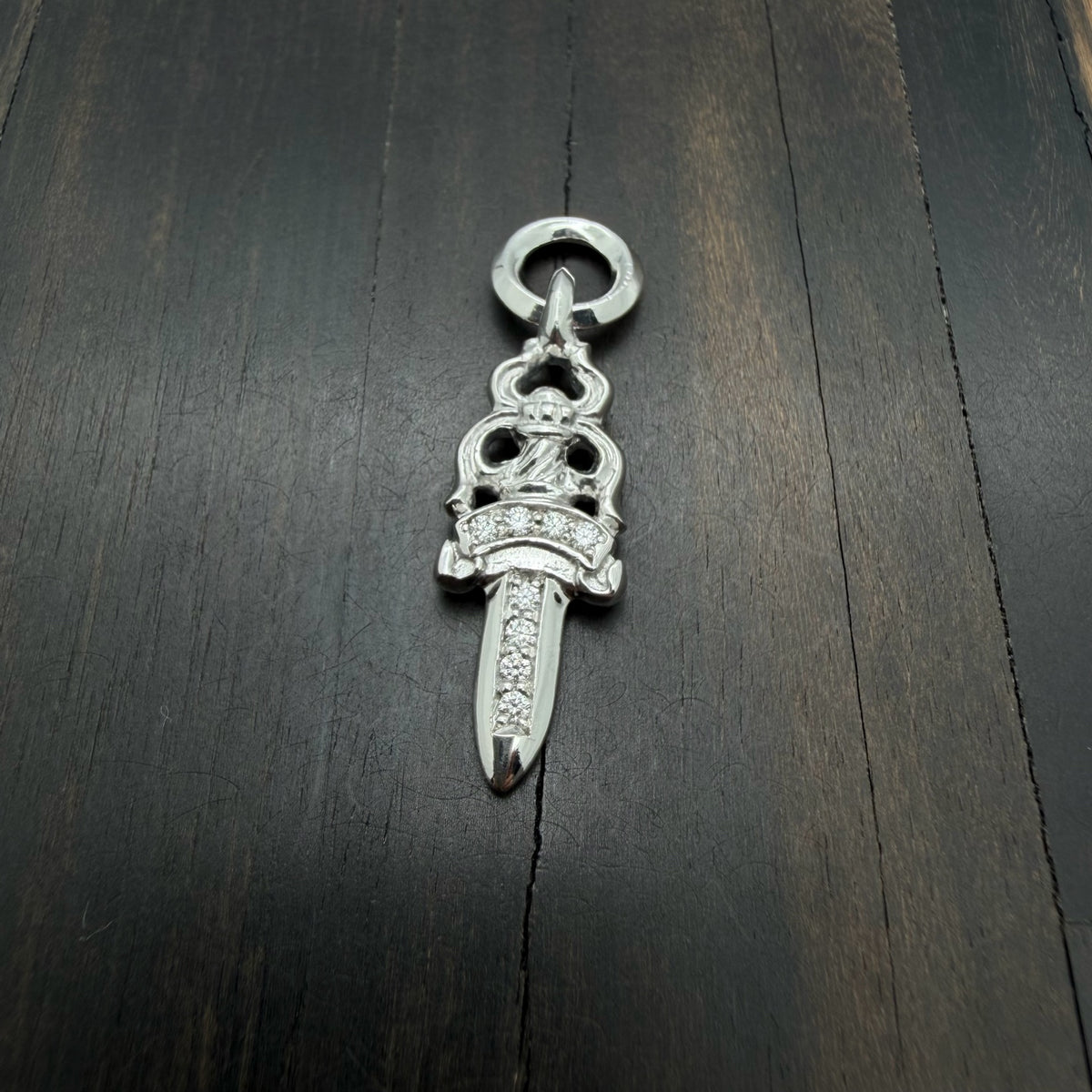 18K Whitel Gold Dagger Pendant