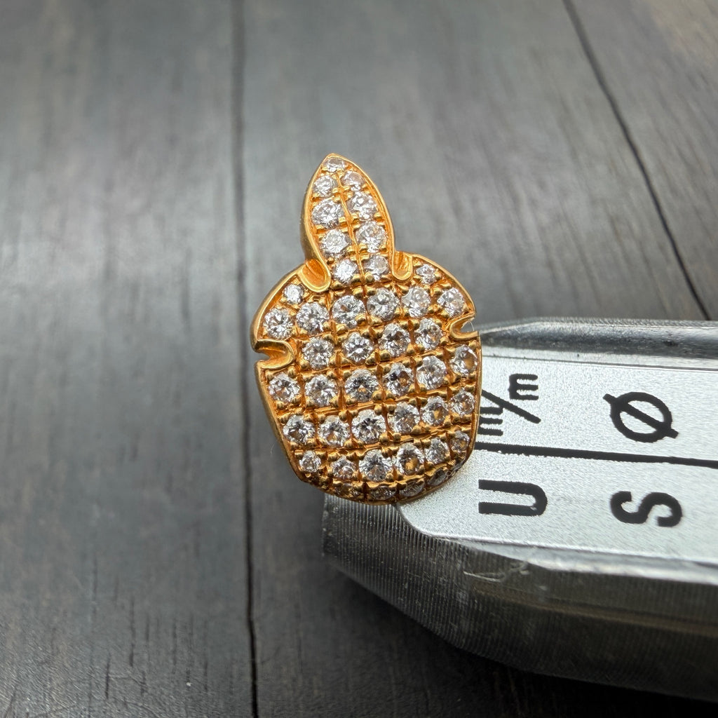 22K Gold Full Paved Diamond Stud Earring