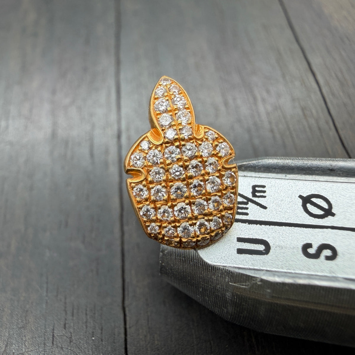 22K Gold Full Paved Diamond Stud Earring