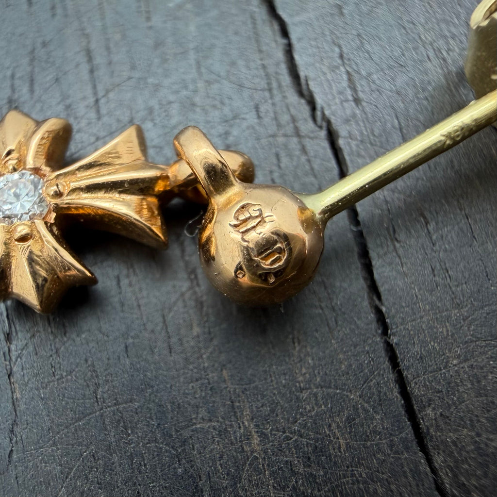 22K Gold Double Sided Diamond Stud Earring