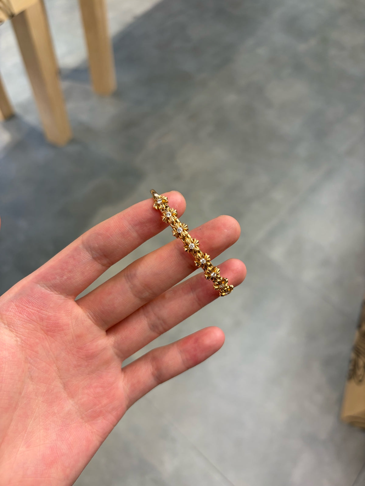 22K Gold Full Diamond Open Cuff Bangle
