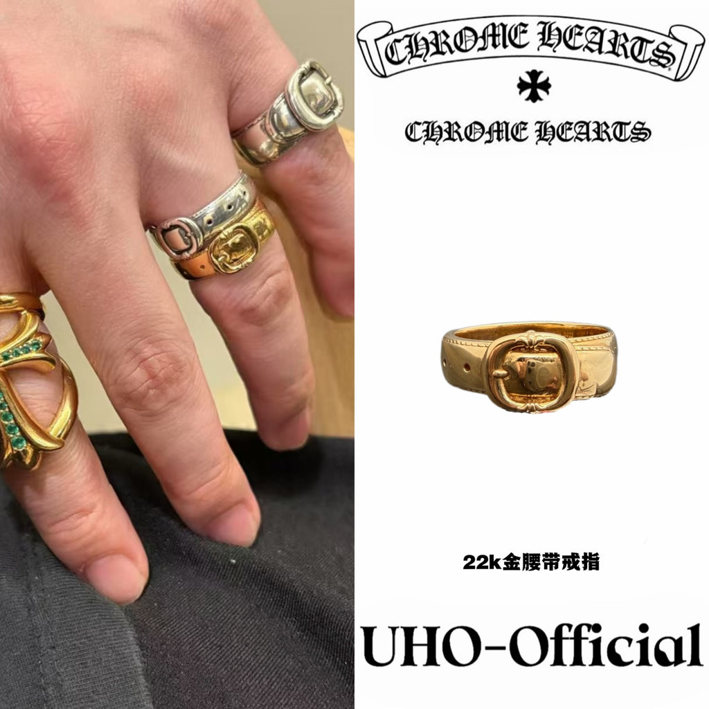 22K Gold Gunslinger Belt Buckle Ring