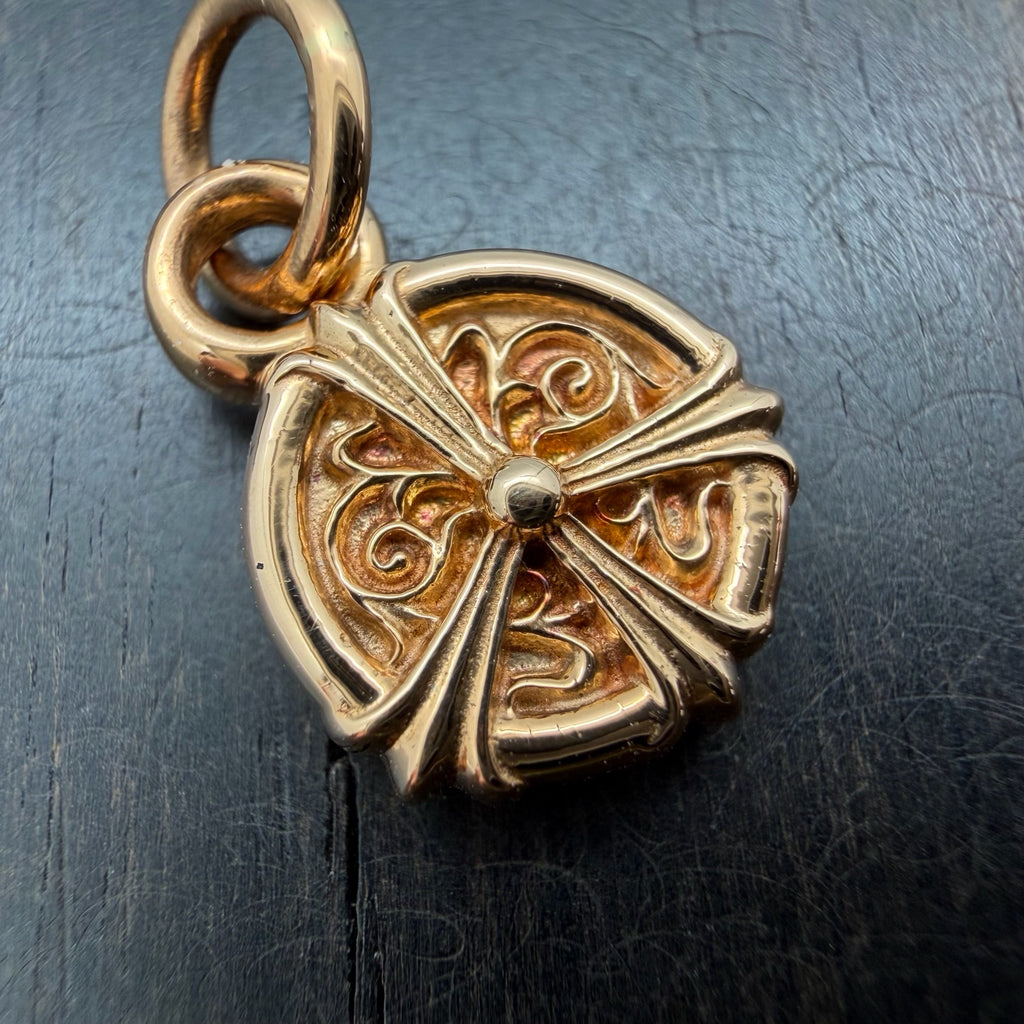 22K Gold Mini Peach Dog Tag Pendant
