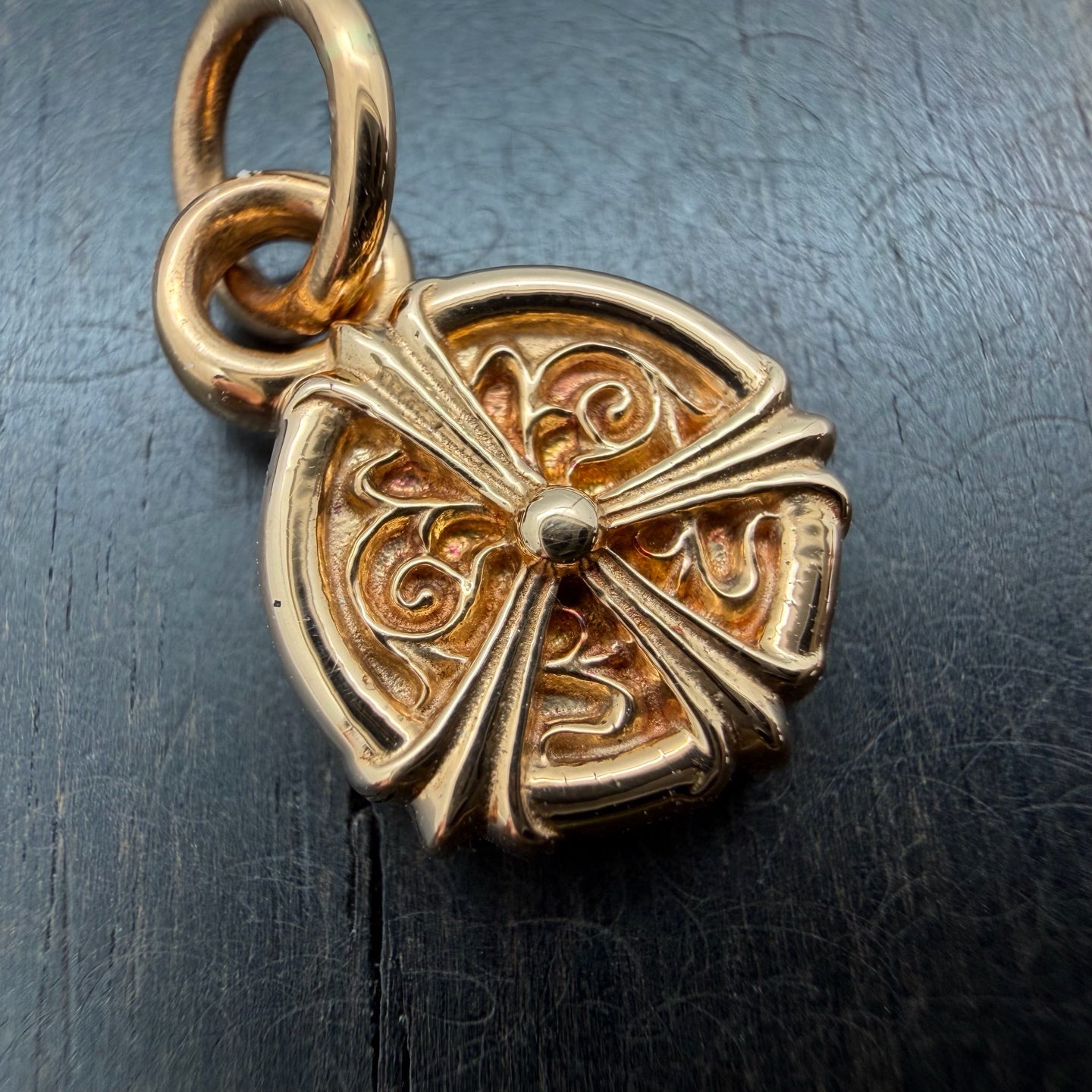 22K Gold Mini Peach Dog Tag Pendant