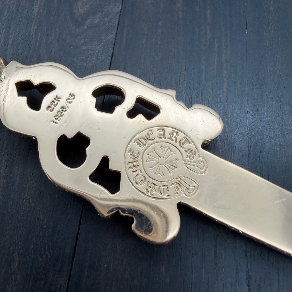22K Gold Full Diamond Extra Large Dagger Pendant