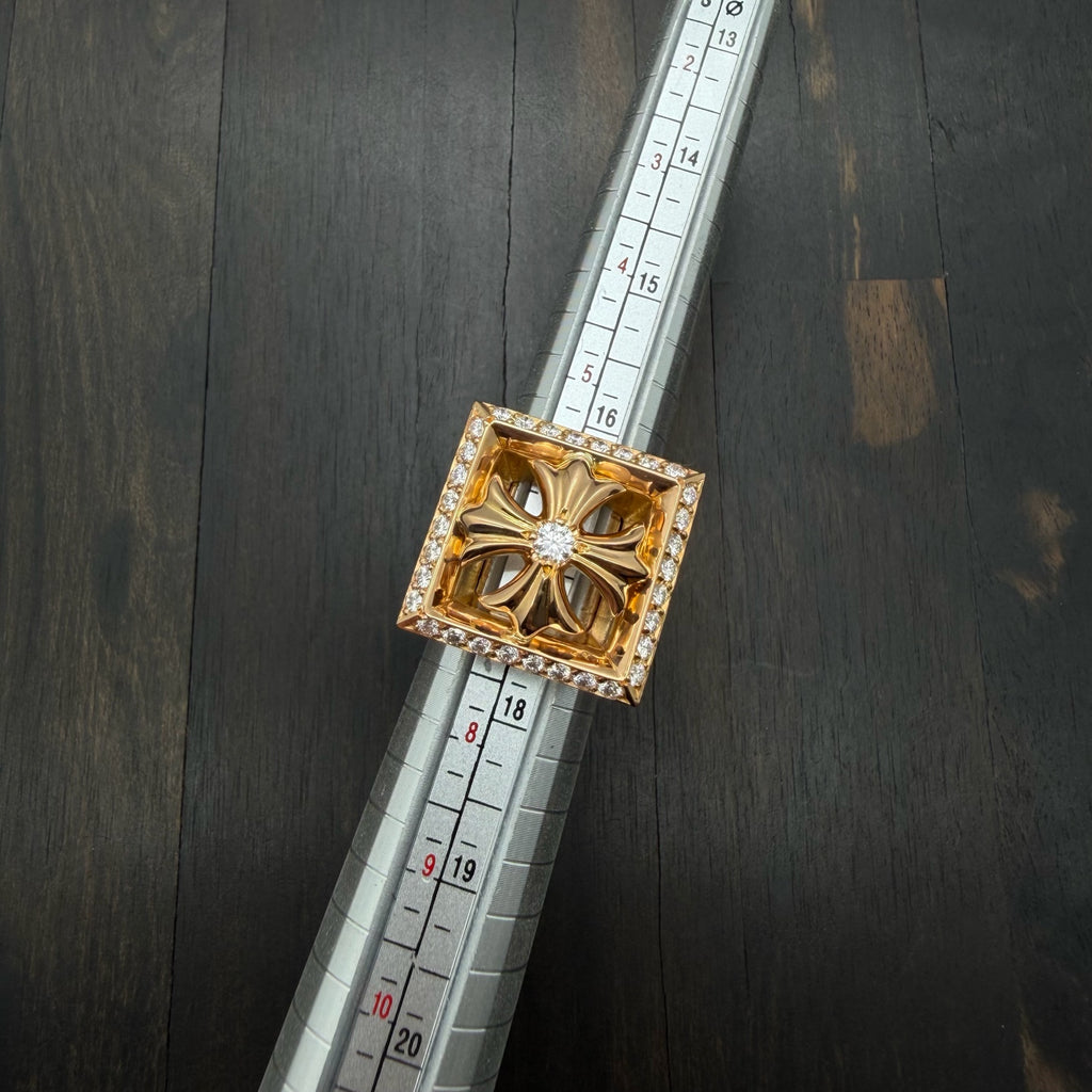 22K Gold Full Diamond Hollow KH Ring