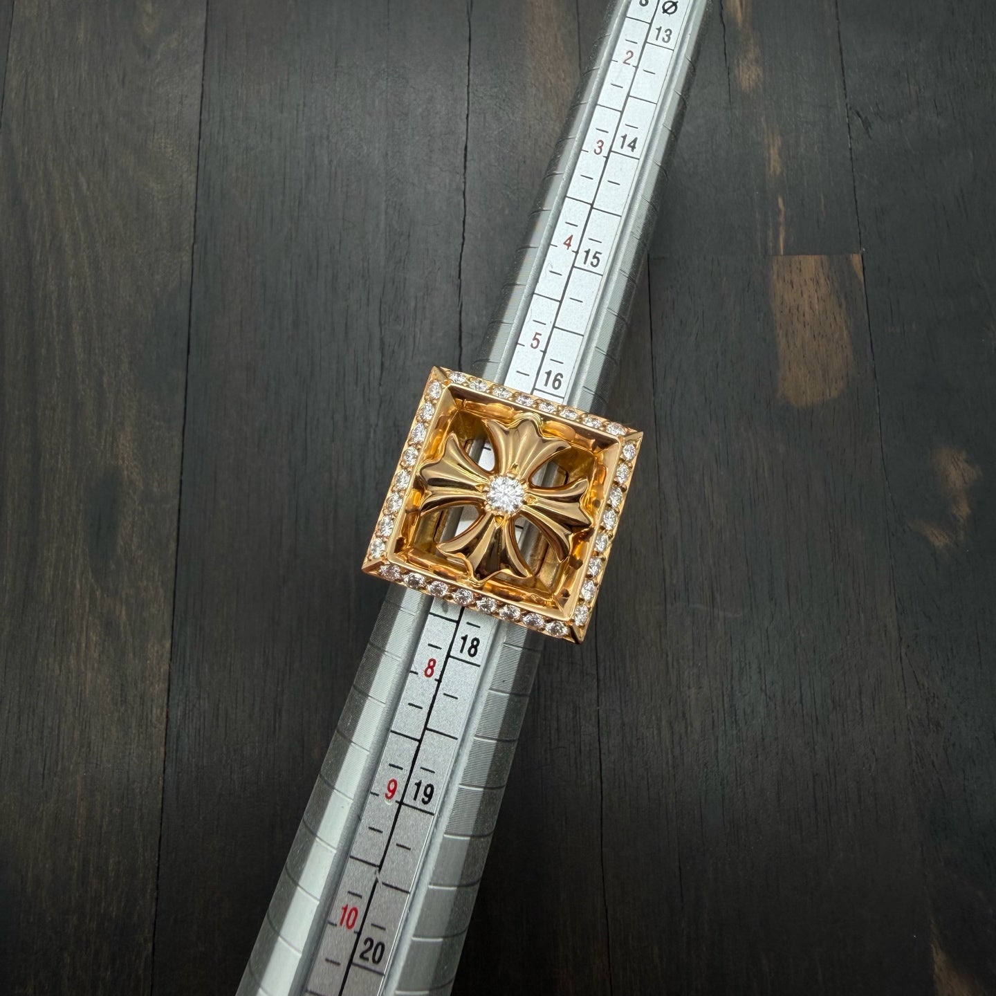 22K Gold Full Diamond Hollow KH Ring